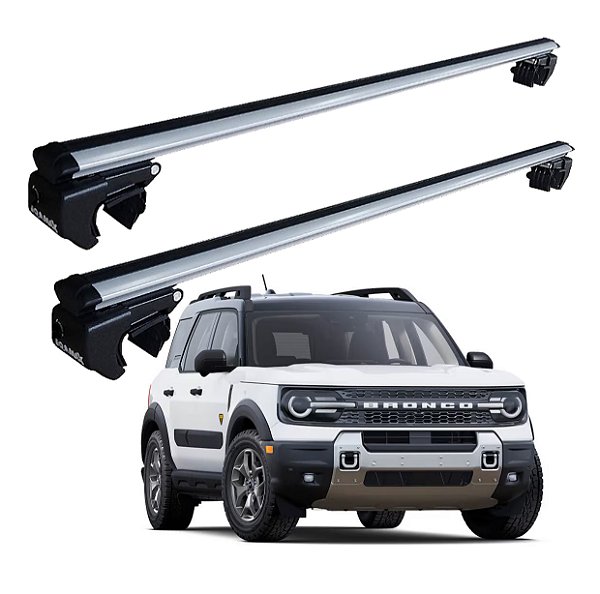 RACK P/ LONGARINAS SIGMA ALUMÍNIO 02 (1,16M) FORD BRONCO 2021 2022 2023 2024 2025 - CINZA