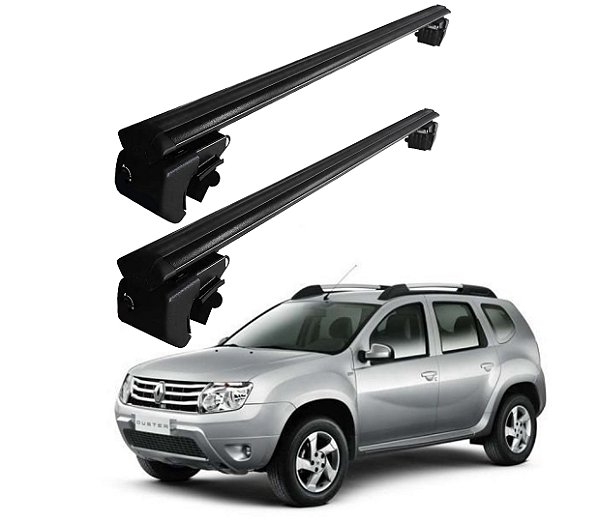 RACK P/ LONGARINAS SIGMA ALUMÍNIO 02 (1,16M) RENAULT DUSTER 2011 2012 2013 2014 2015 - PRETO