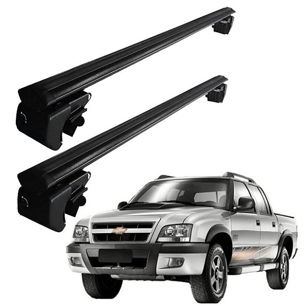 RACK P/ LONGARINAS SIGMA ALUMÍNIO 02 (1,16M) GM S10 CABINE DUPLA 1991 1992 1993 1994 1995 1996 1997 1998 1999 2000 2001 2002 2003 2004 2005 2006 2007 2008 2009 2010 2011 - PRETO