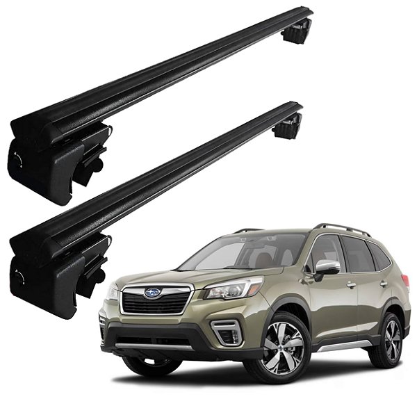 RACK P/ LONGARINAS SIGMA ALUMÍNIO 02 (1,16M) SUBARU FORESTER 2020 2021 2022 - PRETO