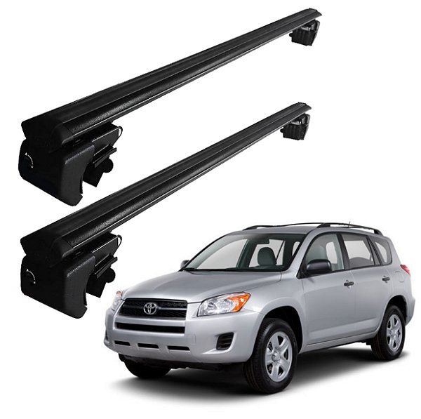 RACK P/ LONGARINAS SIGMA ALUMÍNIO 02 (1,16M) TOYOTA RAV4 2000 2001 2002 2003 2004 2005 2006 2007 2008 2009 2010 2011 2012 2013 - PRETO