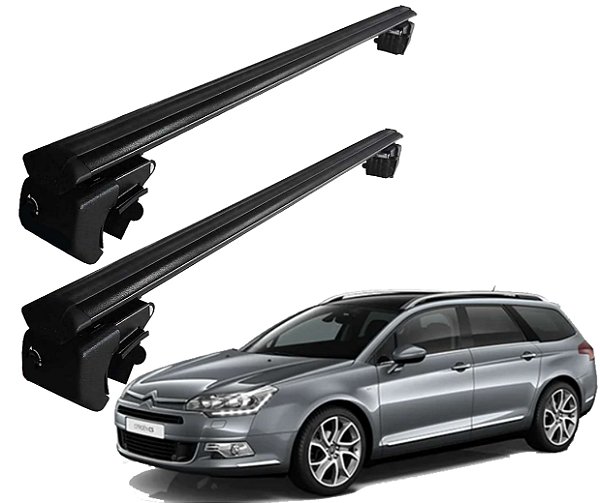 RACK P/ LONGARINAS SIGMA ALUMÍNIO 02 (1,16M) CITROEN C5 BREAK 2001 2002 2003 - PRETO