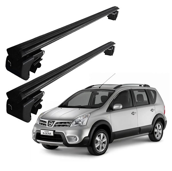 RACK P/ LONGARINAS SIGMA ALUMÍNIO 02 (1,16M) NISSAN LIVINA X-GEAR 2009 2010 2011 2012 2013 2014 - PRETO