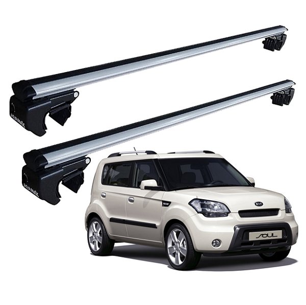 RACK P/ LONGARINAS SIGMA ALUMÍNIO 03 (1,26M) KIA SOUL 2009 2010 2011 2012 2013 2014 - CINZA