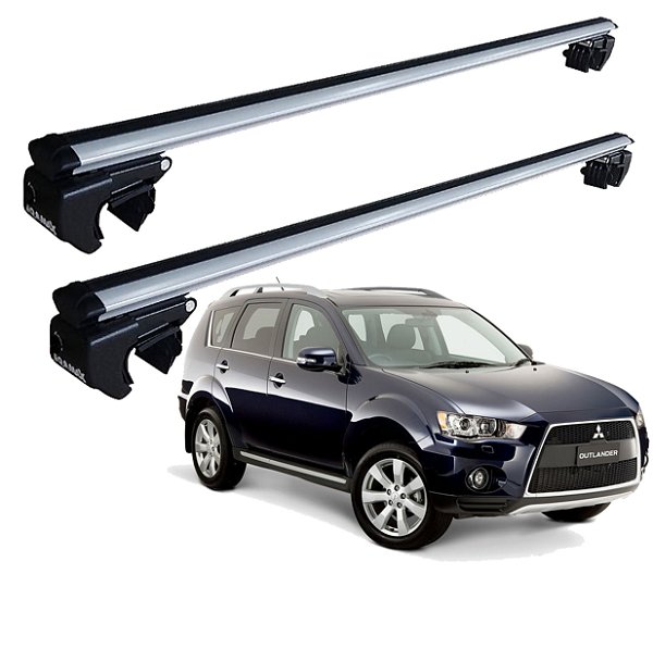 RACK P/ LONGARINAS SIGMA ALUMÍNIO 03 (1,26M) MITSUBISHI OUTLANDER 2003 2004 2005 2006 2007 2008 2009 2010 2011 2012 2013 - CINZA