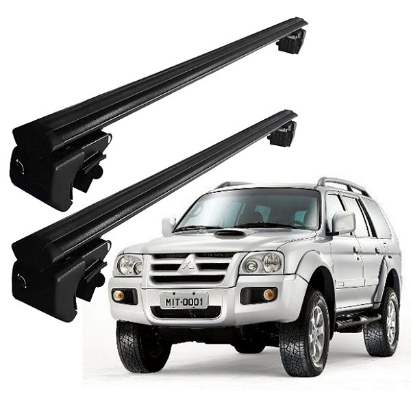 RACK P/ LONGARINAS SIGMA ALUMÍNIO 03 (1,26M) MITSUBISHI PAJERO SPORT 2006 2007 2008 2009 2010 2011 - PRETO