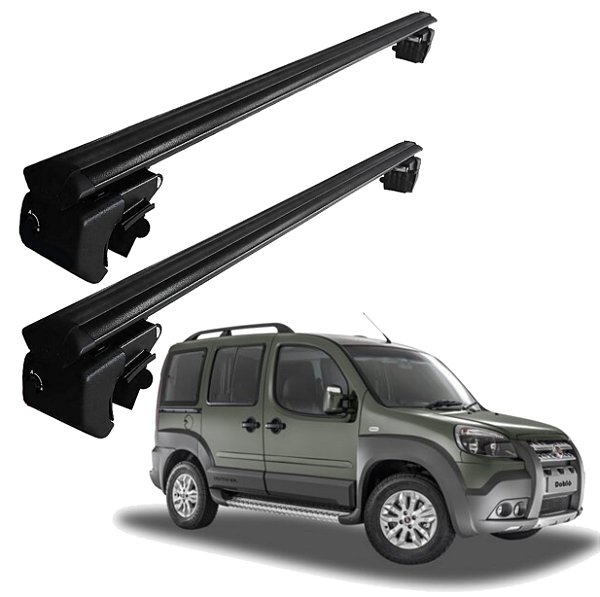 RACK P/ LONGARINAS SIGMA ALUMÍNIO 03 (1,26M) FIAT DOBLO 2002 2003 2004 2005 2006 2007 2008 2009 2010 2011 2012 2013 2014 2015 2016 2017 2018 2019 2020 2021 - PRETO