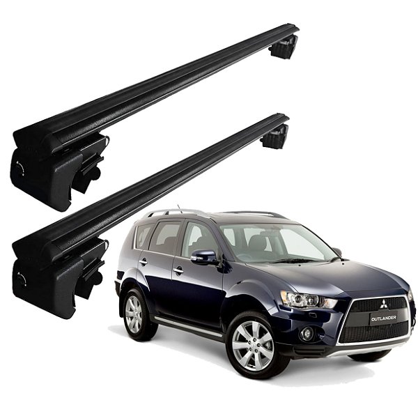 RACK P/ LONGARINAS SIGMA ALUMÍNIO 03 (1,26M) MITSUBISHI OUTLANDER 2003 2004 2005 2006 2007 2008 2009 2010 2011 2012 2013 - PRETO
