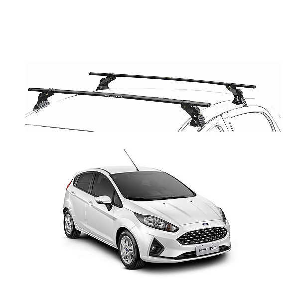RACK EQMAX AÇO FORD NEW FIESTA NACIONAL HATCH 2014 2015 2016 2017 2018 2019 - PRETO