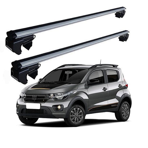 RACK P/ LONGARINAS SIGMA ALUMÍNIO 02 (1,16M) FIAT MOBI TREKKING 2021 2022 2023 2024 2025 2026 - CINZA