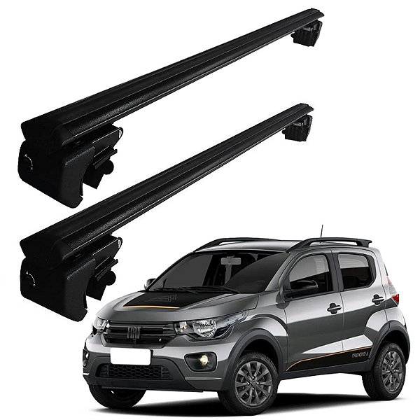RACK P/ LONGARINAS SIGMA ALUMÍNIO 02 (1,16M) FIAT MOBI TREKKING 2021 2022 2025 2024 2025 2026 - PRETO