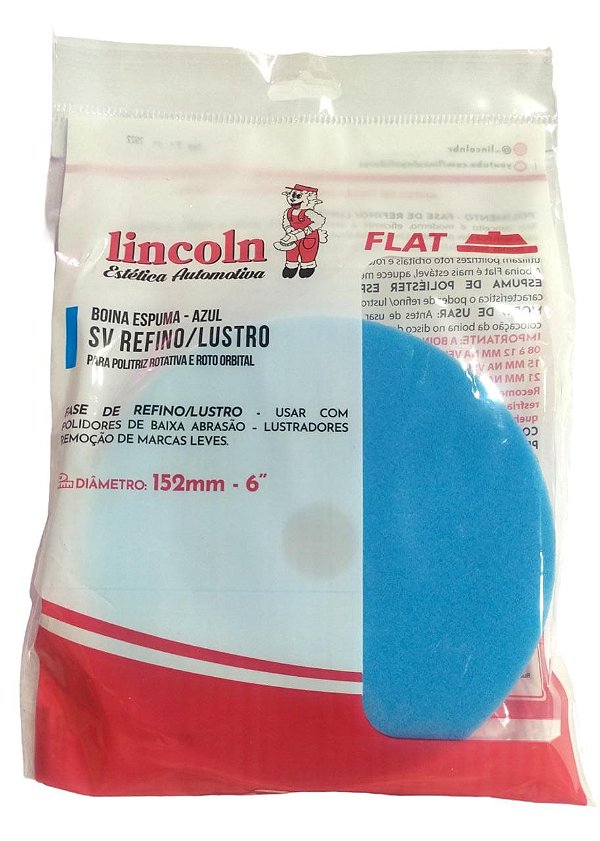 Boina Espuma Azul Flat 6 Pol. Refino/Lustro Lincoln