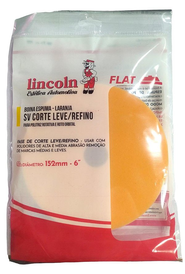 Boina Espuma Laranja Flat 6 Pol. Corte Leve/Refino Lincoln