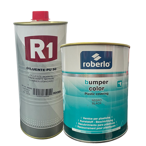 Kit Bumper Color Preto 1L + Diluente PU50 R1 900ml Roberlo