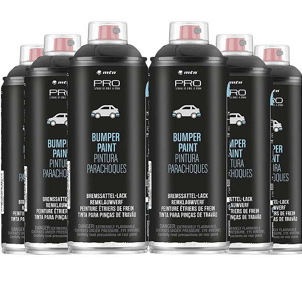 Kit 6x Tintas Spray Bumper Preta Texturizada 400ml PRO MTN