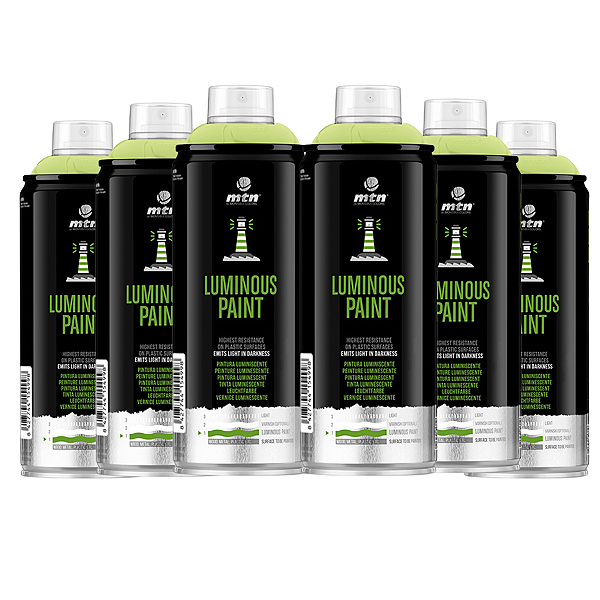 Kit 6x Tinta Spray Fotoluminescente 400ml PRO MTN