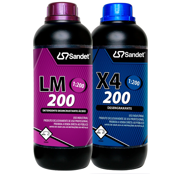 Desengraxante X4 200 1L + Desincrustrante LM 200 1L Sandet