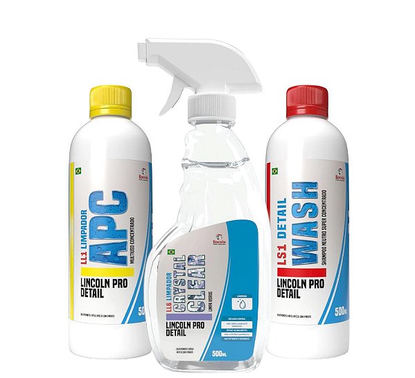 Kit Limpeza Automotiva Lincoln Apc, Shampoo e Limpa Vidros