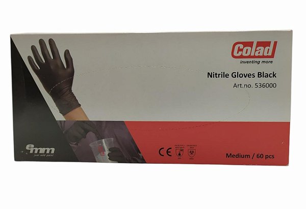 Luvas Preta de Nitrilo COLAD caixa com 60UNI. - TAM M