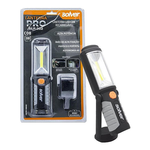 Lanterna Luz Front Led Cob3w Recarregável Slp-302 Pro Solver