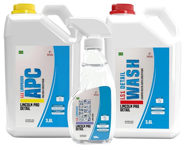 Kit Limpeza Automotiva Lincoln Apc, Shampoo e Limpa Vidros