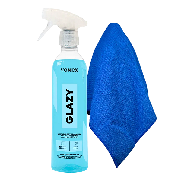 Kit p/ Limpeza de Vidros Glazy 500ml + Pano 40x40cm Lincoln