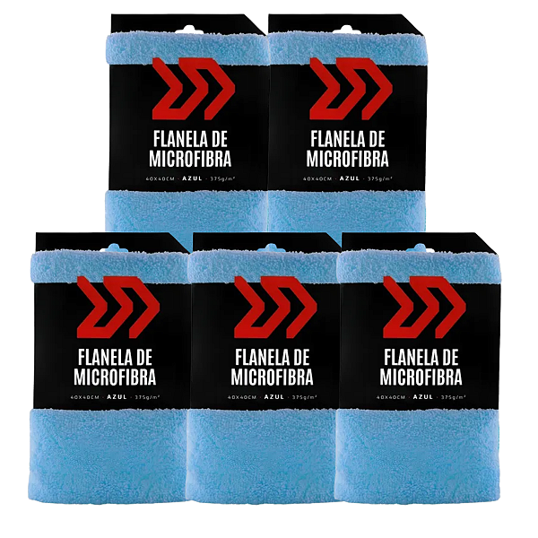 Kit 5 Flanela Premium de Microfibra Azul 40x40cm Autoamerica