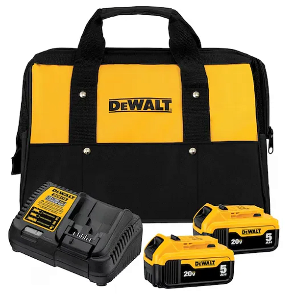 Kit 2 Baterias 5Ah 20V c/Carreg.+Bolsa DeWalt