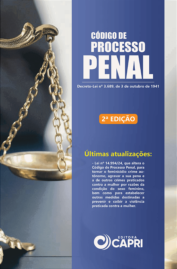Livro Código De Processo Penal 2ª Edição - Editora Capri