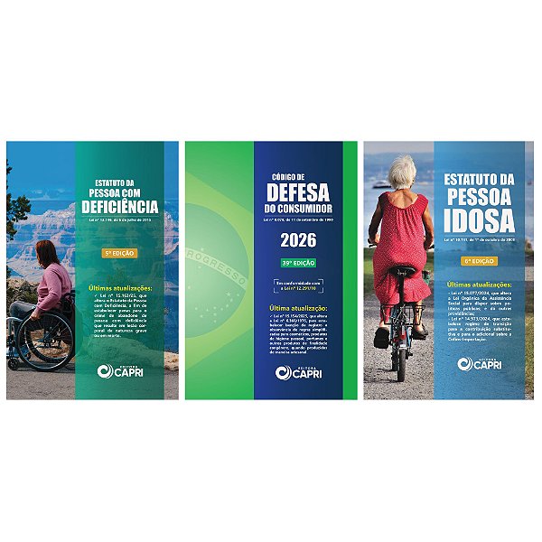 Kit Econômico Comerciante 3 Livros - Código de Defesa do Consumidor e Estatutos da Pessoa Idosa e Com Deficiência