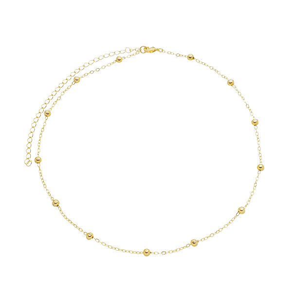 Choker Delicada de Bolas no Ouro CH285-O