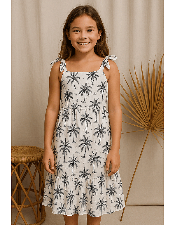 6363 Vestido Juvenil Coqueiros Algodão 10 ao 16