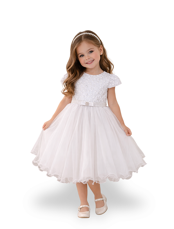 Vestido Infantil Luxo Branco 1 ao 4