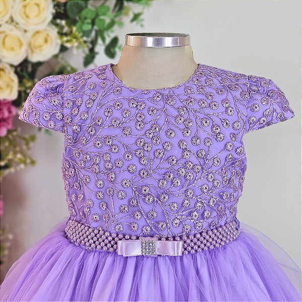 5369L Vestido Infantil Luxo Lilás 1 ao 4