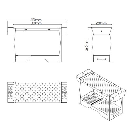 Escorredor Gourmet Duo - 50 × 22 × 36 cm (C x P x A)