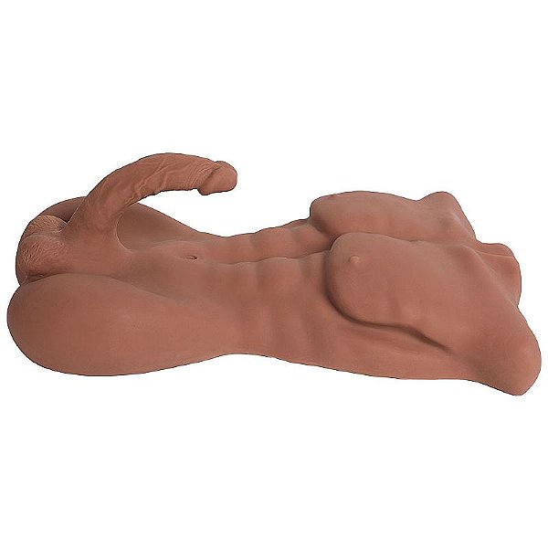 Corpo Masculino Marrom pênis avantajado Masturbador com prótese em Cyberskin