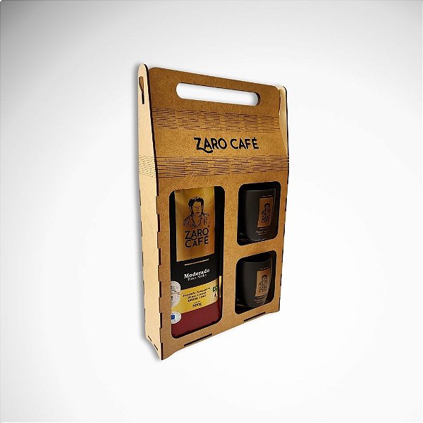 Kit Presente Zaro Café Moderado Moído 500g + 2 Canecas Pretas 170ml
