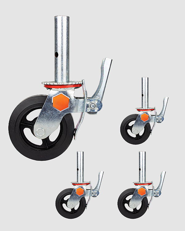Conjunto de Rodízios Emborrachado 150mm - 4 unidades