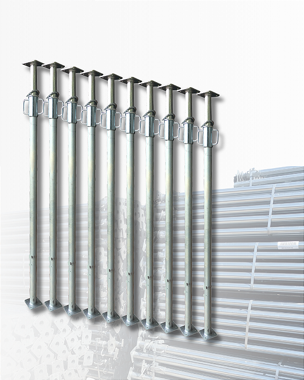 Conjunto 10 un. de Escoras Metálicas Galvanizadas – 1,7 a 3,0 m Ø48/40 mm (1,8 mm)