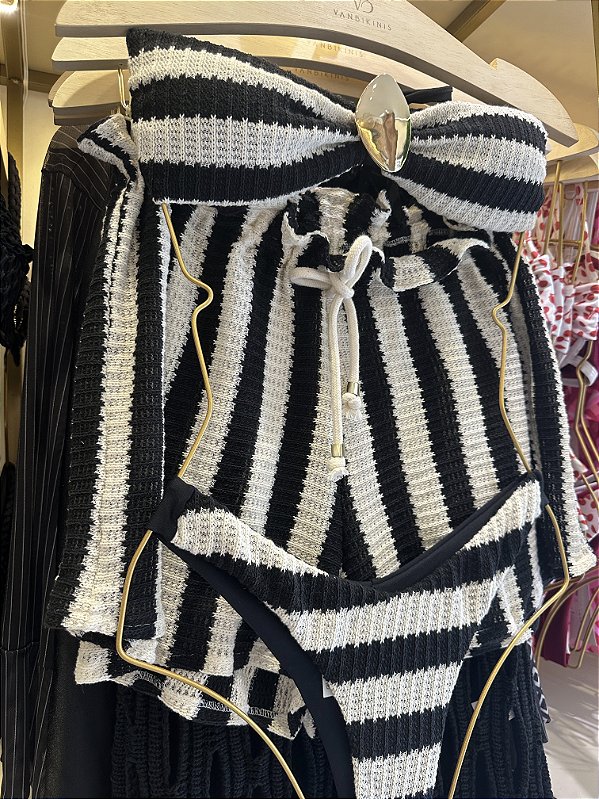 Top tomara caia com alça opcional + calcinha asa delta tricô BUZIOS