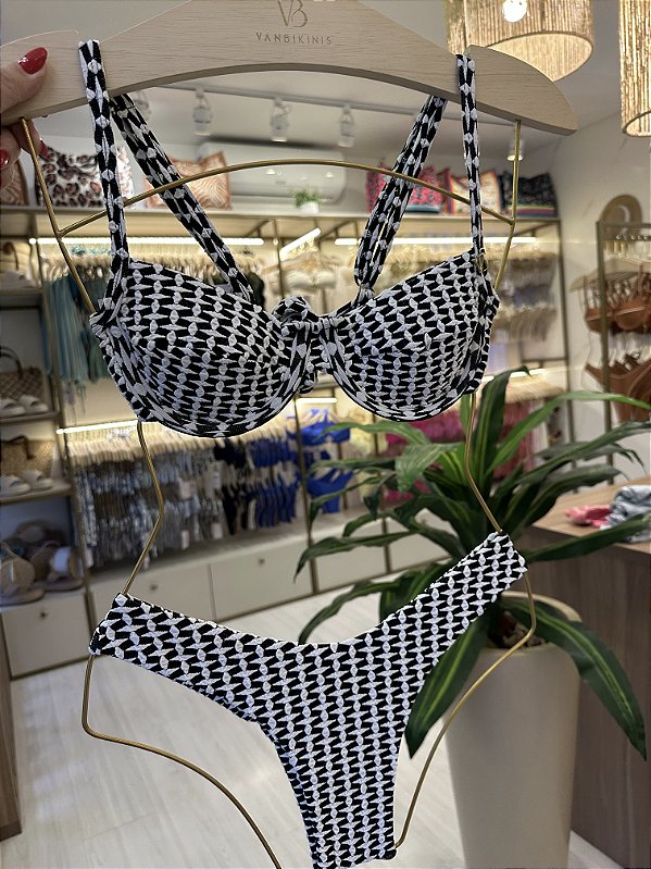 Top aro meia taça 093 + calcinha asa delta 012 malte preto