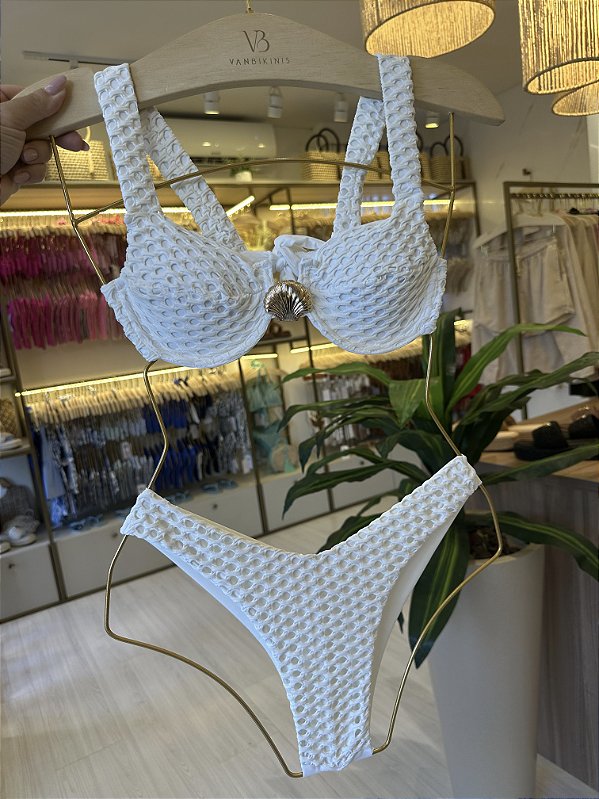 Top meia taca com concha 093 + calcinha asadelta monaco off