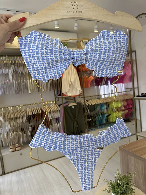 Top tomara nuvem + calcinha nuvem malte azul