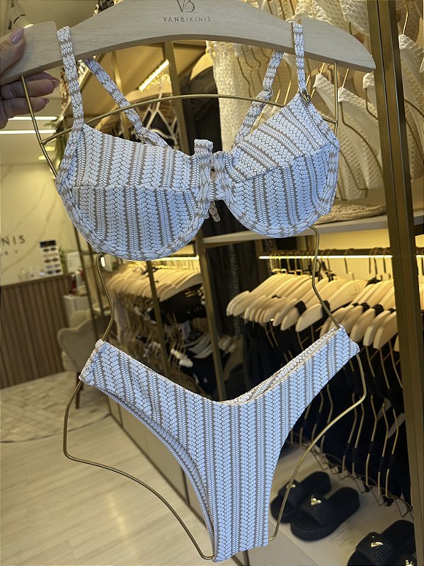 Top aro meia taça 093 + calcinha asa delta 012 Croche off