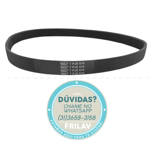 Correia Poly V 7PJE616 para Lavadora Newmaq New Up 10Kg - JMA - Multi V 7 Nervuras