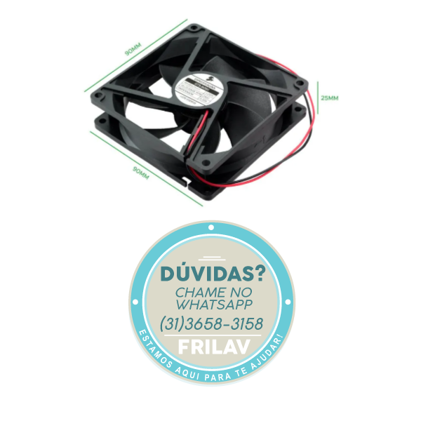 Micro Ventilador (Cooler) 90x90x25mm 12VDC com Terminal - Código 1000021 - Para Bebedouros e Eletrônicos