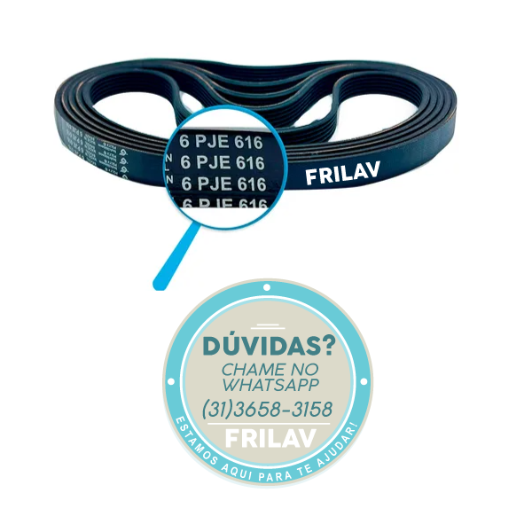 Correia Poly V 6PJE616 Multi V - Compatível Lavadora Newmaq New Up 12Kg - Código 27007 - 6 Nervuras