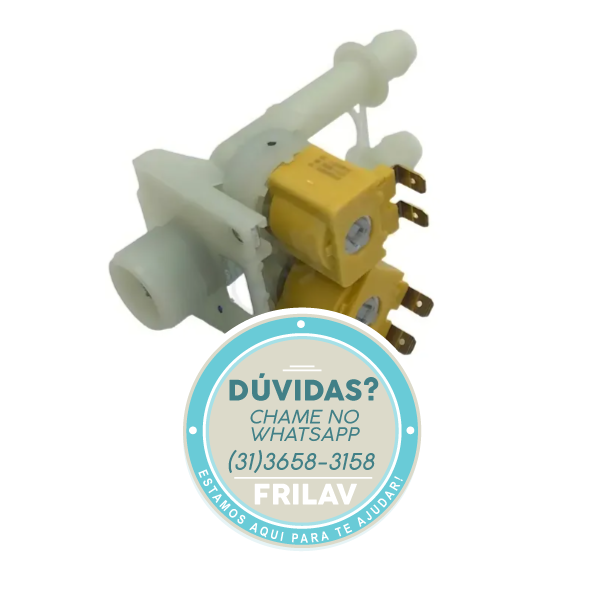 Válvula de Entrada de Água Dupla 127V Original Brastemp - Código W11245249 - Para Lavadoras BWK12, BWR12, BWK14, BWK16
