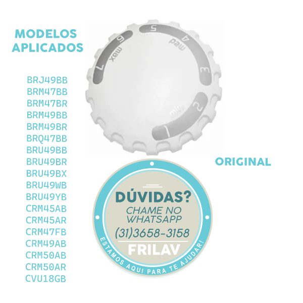 Botão do Termostato Cinza Original Brastemp Consul 326064977 - Para Geladeiras BRM47, BRQ49, CRM45