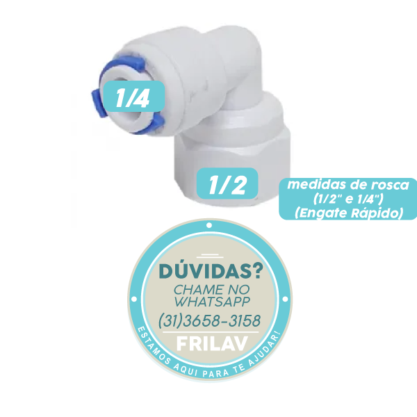 Conexão Cotovelo em L 1/2" Fêmea x 1/4" Engate Rápido - Original Planeta Água CN245 - Para Filtros e Purificadores